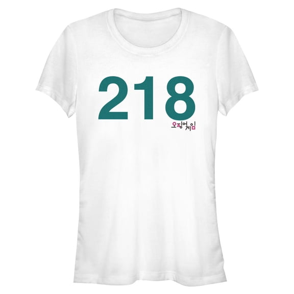 Junior's Squid Game Player 218 Graphic Tee White Small