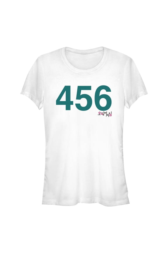Junior's Squid Game Player 456 Graphic Tee White Medium