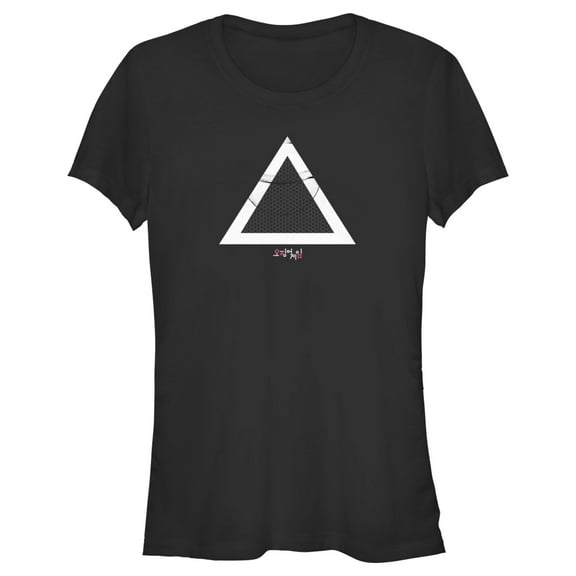 Junior's Squid Game Triangle Symbol Graphic Tee Black Small