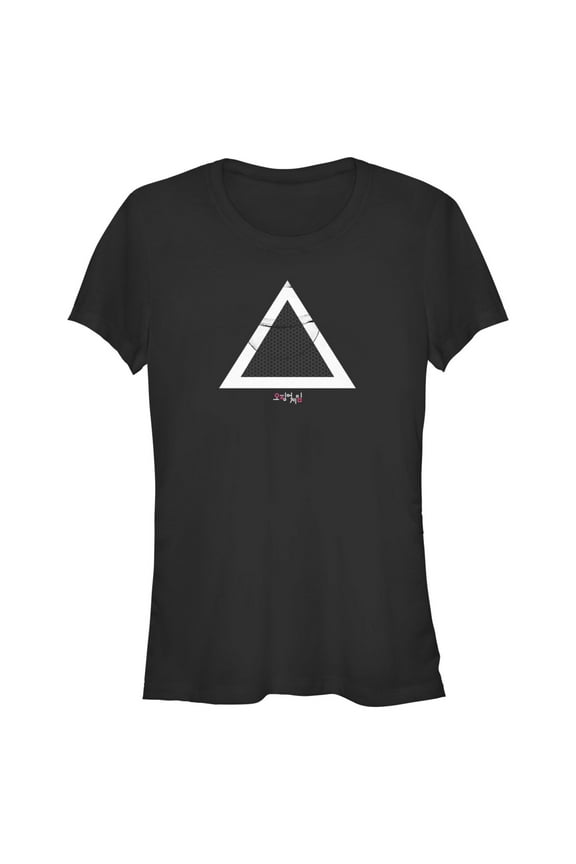 Junior's Squid Game Triangle Symbol Graphic Tee Black Small