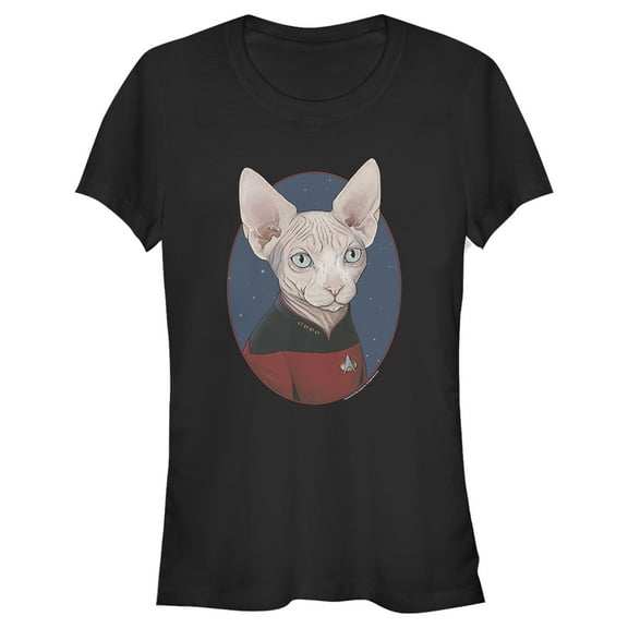 Junior's Star Trek: The Next Generation Captain Jean Luc Picard Cat Graphic Tee Black Small