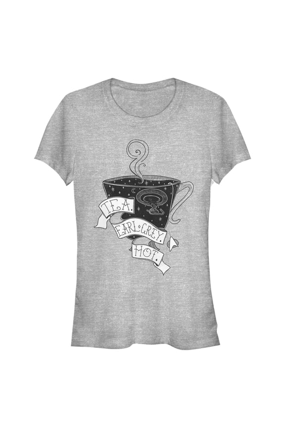 Junior's Star Trek: The Next Generation Captain Picard Cup Of Tea Earl Grey HOT Graphic Tee Athletic Heather Medium