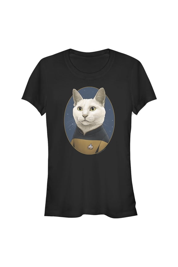 Junior's Star Trek: The Next Generation Commander Data Cat Graphic Tee Black Medium