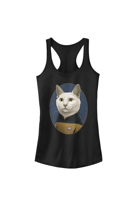 Junior's Star Trek: The Next Generation Commander Data Cat Racerback Tank Top Black Large