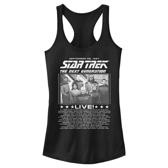 Junior's Star Trek: The Next Generation Concert Poster Racerback Tank Top Black Medium