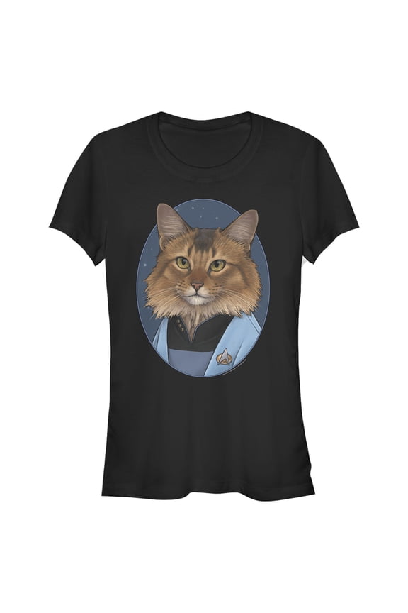 Junior's Star Trek: The Next Generation Doctor Beverly Crusher Cat Graphic Tee Black Small