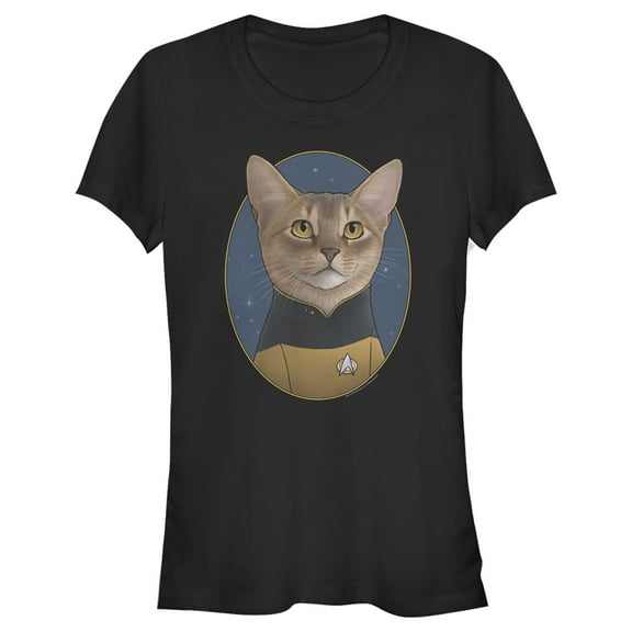 Junior's Star Trek: The Next Generation Lieutenant Barclay Cat  Graphic Tee Black X Large