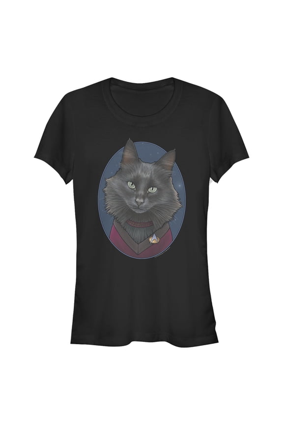 Junior's Star Trek: The Next Generation Officer Deanna Troi Cat Graphic Tee Black Small