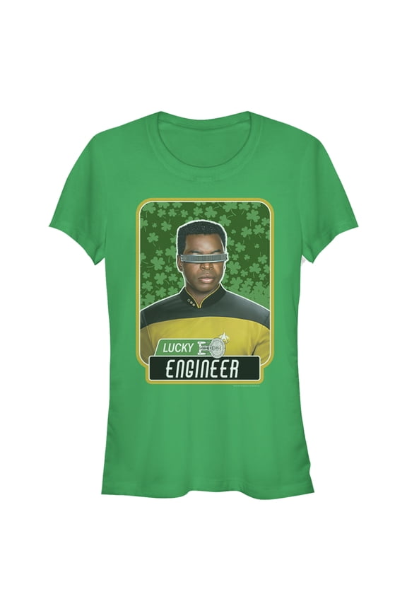 Junior's Star Trek: The Next Generation St. Patrick's Day Lucky Engineer La Forge Graphic Tee Kelly Green Medium