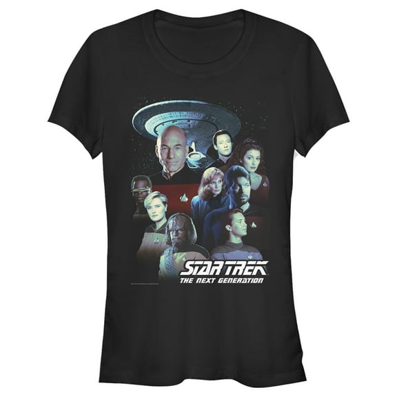 Junior's Star Trek: The Next Generation Starfleet Classic Color Crew Poster Graphic Tee Black Small