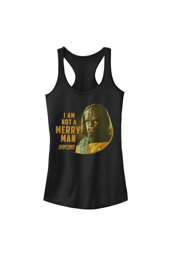 Junior's Star Trek: The Next Generation Worf I Am Not a Merry Man Racerback Tank Top Black X Small