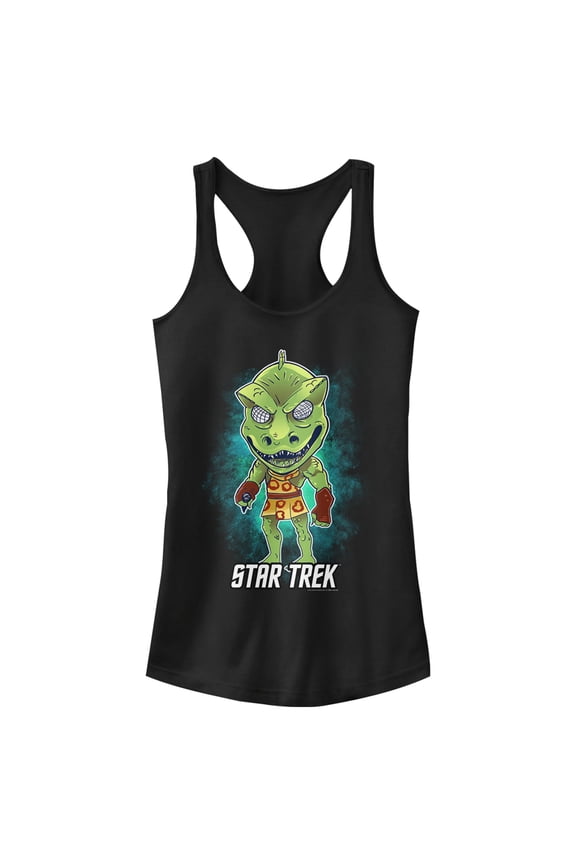 Junior's Star Trek: The Original Series Cartoon Gorn Alien Racerback Tank Top Black Large