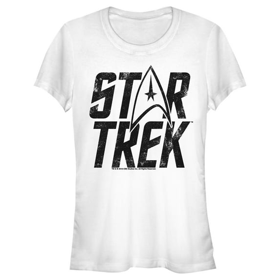 Junior's Star Trek: The Original Series Distressed Logo Graphic Tee White Medium