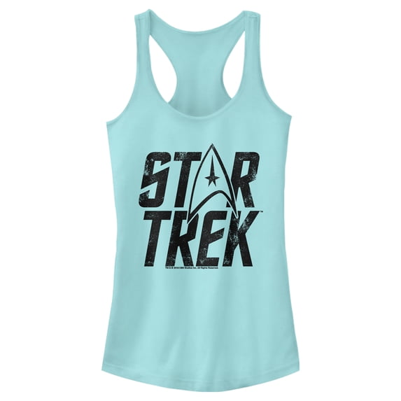 Junior's Star Trek: The Original Series Distressed Logo Racerback Tank Top Cancun X Large