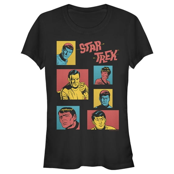 Junior's Star Trek: The Original Series Retro Character Squares Graphic Tee Black Small