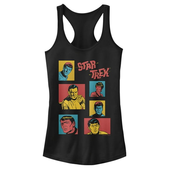Junior's Star Trek: The Original Series Retro Character Squares  Racerback Tank Top Black Medium
