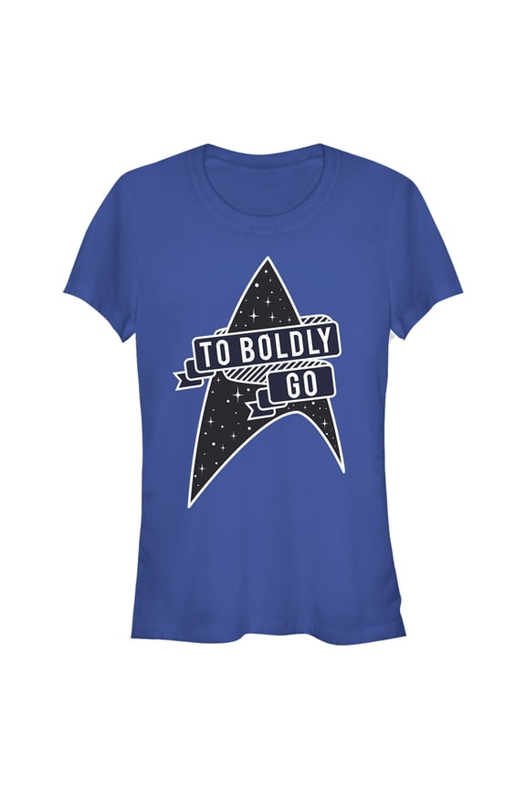 Junior's Star Trek To Boldly Go Starfleet Graphic Tee Royal Blue X Large