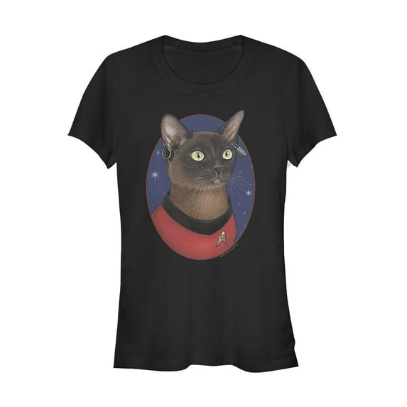 Junior's Star Trek Uhura Cat Portrait Graphic Tee Black X Large