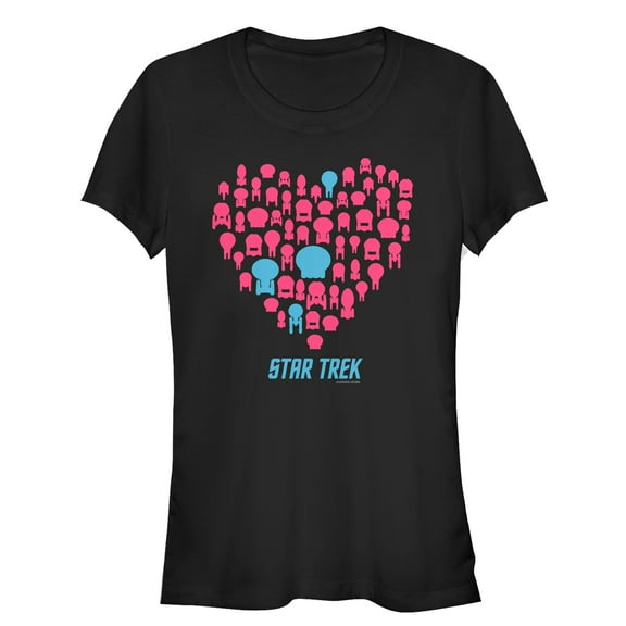 Junior's Star Trek Valentine's Starfleet Ship Heart  Graphic Tee Black X Large