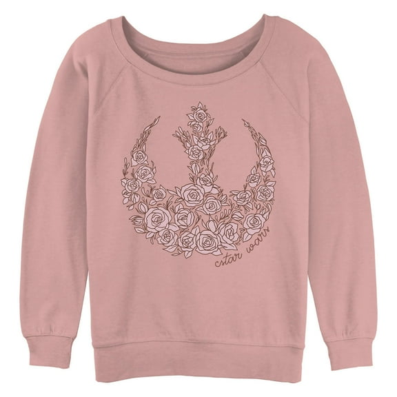Junior's Star Wars: A New Hope Rebel Alliance Pink Roses  Sweatshirt