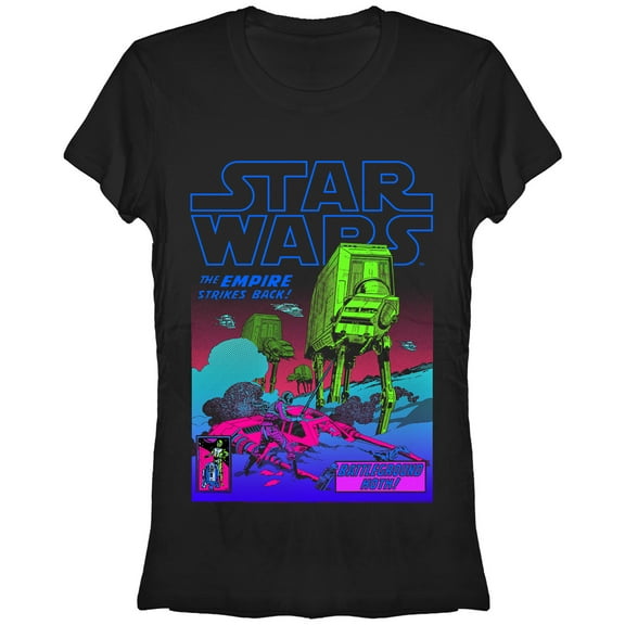 Junior's Star Wars AT-AT Retro Battle Graphic Tee Black Medium