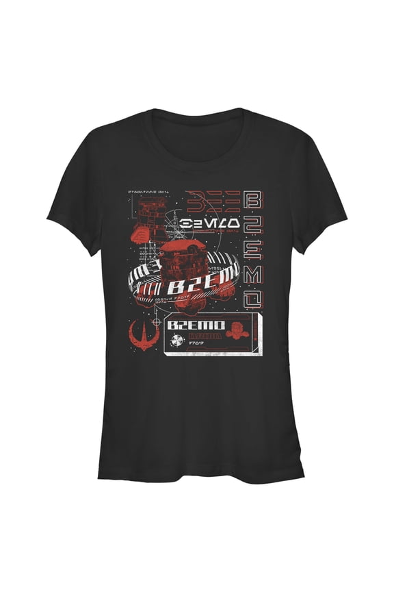 Junior's Star Wars: Andor B2EMO Droid Blueprints  Graphic Tee Black Medium