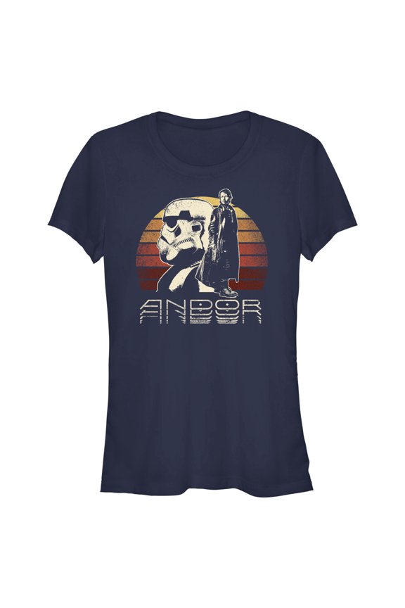 Junior's Star Wars: Andor Cassian Rebel And Trooper Graphic Tee Navy Blue 2X Large