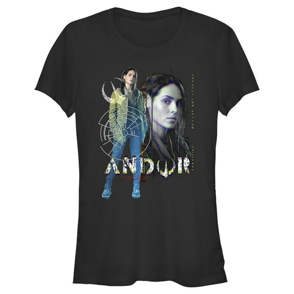 Junior's Star Wars: Andor Female Rebel Glitched  Graphic Tee Black Small