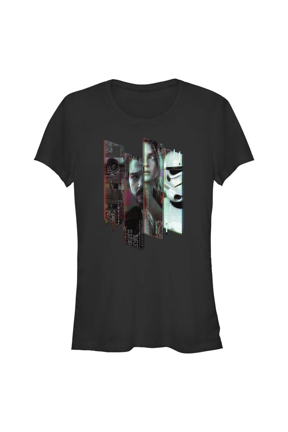 Junior's Star Wars: Andor Heroes and Villains Glitched Graphic Tee Black Large