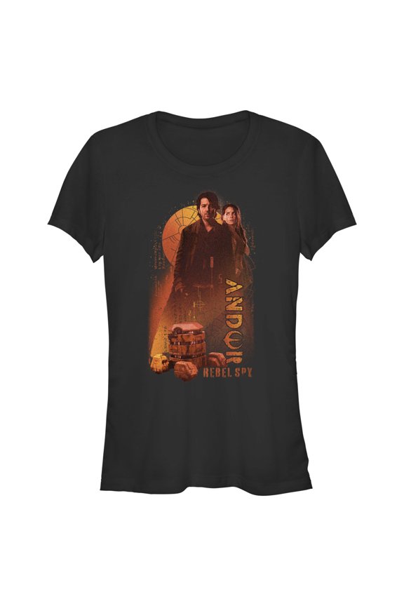 Junior's Star Wars: Andor Rebellion Hero Cassian and B2EMO Graphic Tee Black Medium