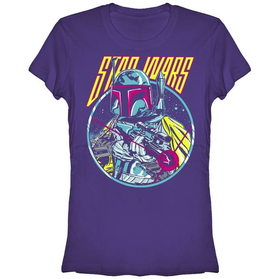 Junior's Star Wars Boba Fett Blaster  Graphic Tee Purple 2X Large