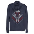 thumbnail image 1 of Junior's Star Wars Boba Fett No Threats Only Promises  Cowl Neck Sweatshirt Navy Blue 3X Large, 1 of 3