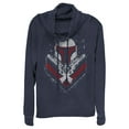 thumbnail image 1 of Junior's Star Wars Boba Fett No Threats Only Promises  Cowl Neck Sweatshirt Navy Blue X Small, 1 of 3