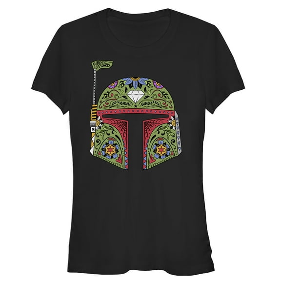 Junior's Star Wars Boba Fett Sugar Skull  Graphic Tee Black 2X Large