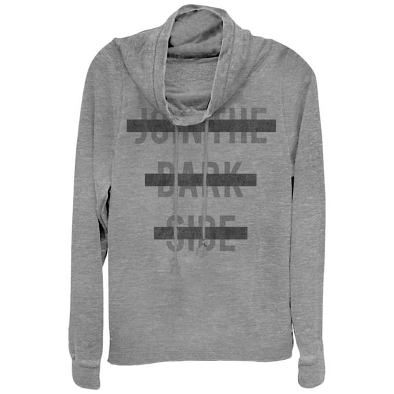 Junior's Star Wars Censored Join the Dark Side Cowl Neck Sweatshirt Gray Heather 2X Large