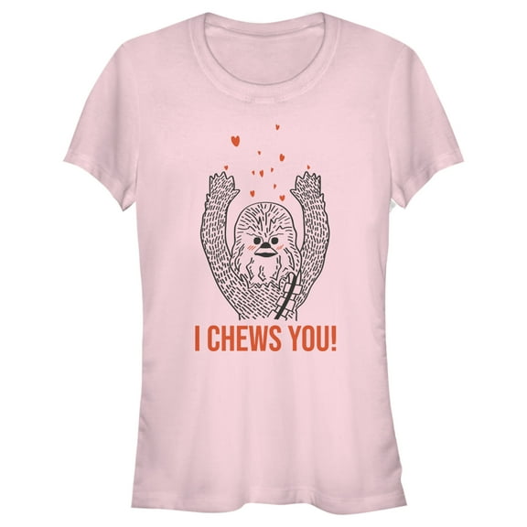 Junior's Star Wars Chewbacca I Chews You  Graphic Tee Light Pink Small