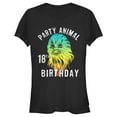 thumbnail image 1 of Junior's Star Wars Chewie Party Animal 18th Birthday Color Portrait Graphic Tee Black 2X Large, 1 of 2