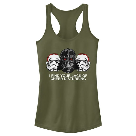 Junior's Star Wars Christmas Empire Lack of Cheer Racerback Tank Top Military Green X Small