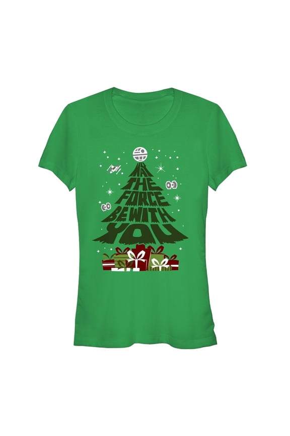 Junior's Star Wars Christmas Gifts Be With You Graphic Tee Kelly Green X Large