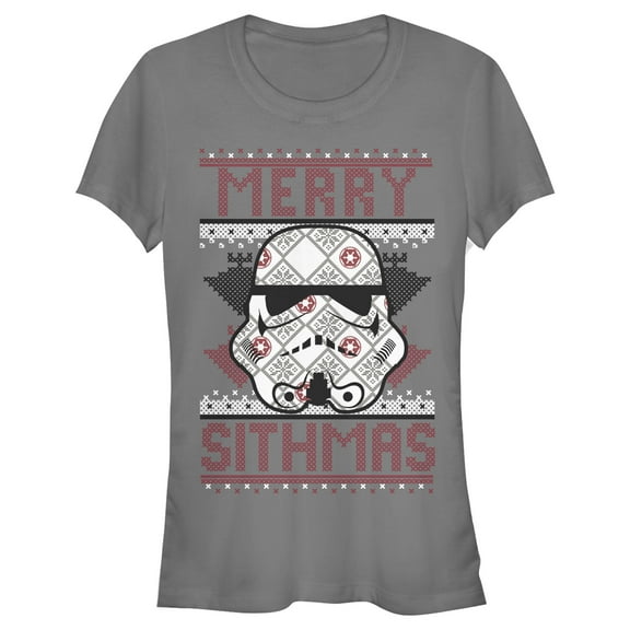 Junior's Star Wars Christmas Merry Sithmas  Graphic Tee Charcoal Small