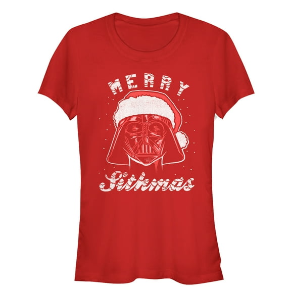 Junior's Star Wars Christmas Santa Vader Sithmas Graphic Tee Red Medium
