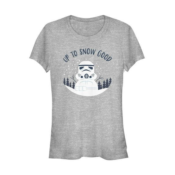 Junior's Star Wars Christmas Snowman Stormtrooper Graphic Tee Athletic Heather X Large