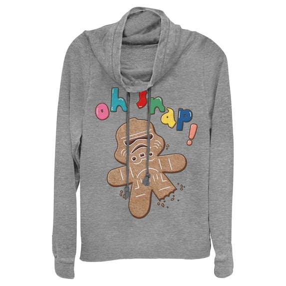 Junior's Star Wars Christmas Stormtrooper Snap Cowl Neck Sweatshirt Gray Heather 4X Large