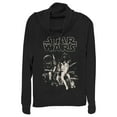 thumbnail image 1 of Junior's Star Wars Classic Poster  Cowl Neck Sweatshirt Black Small, 1 of 3