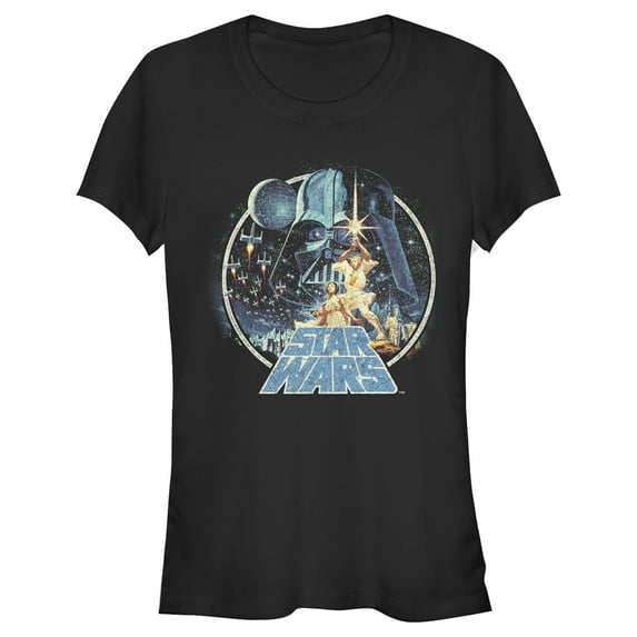 Junior's Star Wars Classic Scene Circle Graphic Tee Black Medium