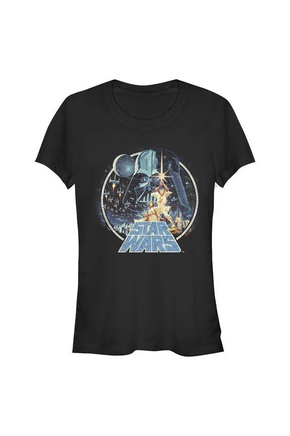Junior's Star Wars Classic Scene Circle Graphic Tee Black Medium