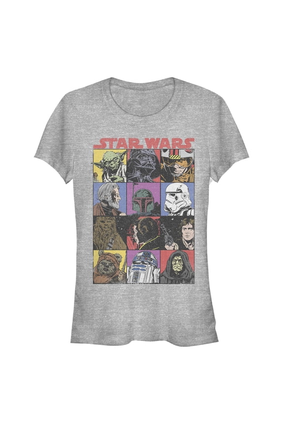 Junior's Star Wars Comic Strip Cartoon Group Graphic Tee Athletic Heather Medium