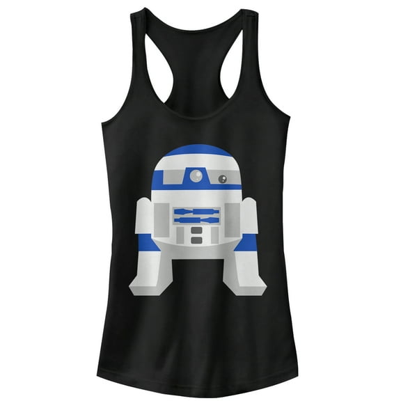 Junior's Star Wars Cute Cartoon R2-D2  Racerback Tank Top Black Medium