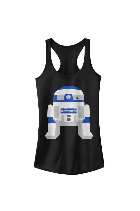 Junior's Star Wars Cute Cartoon R2-D2 Racerback Tank Top Black Medium