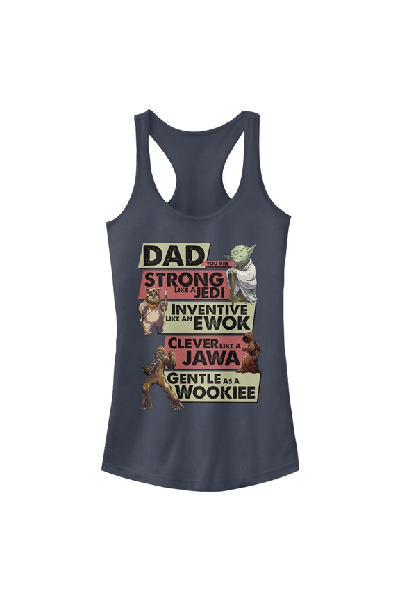 Junior's Star Wars Dad You are Strong Inventive Clever Gentle  Racerback Tank Top Indigo 2X Large